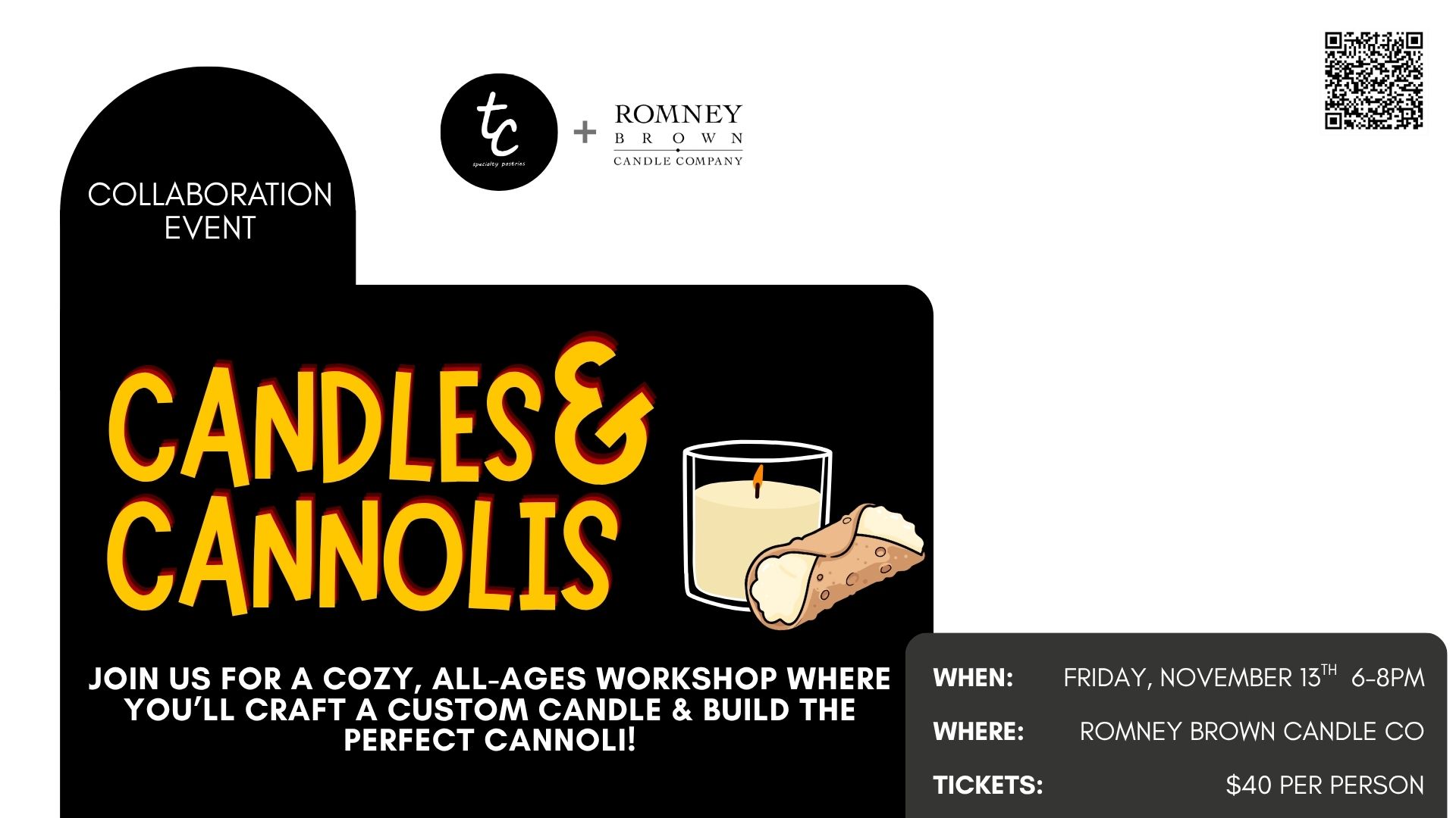 Candles and Cannolis at Romney Brown Candle Company